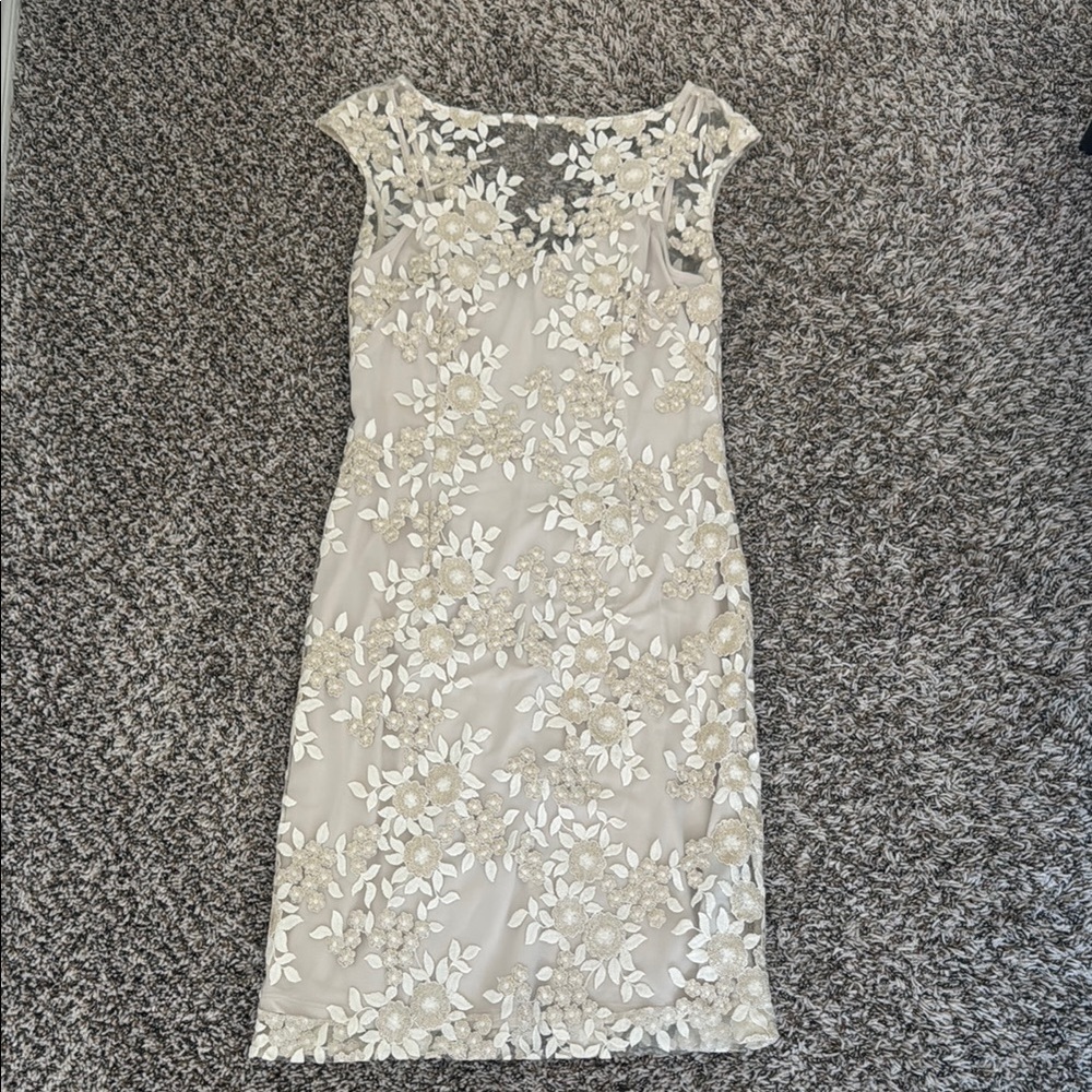 Elegant Cream Floral Lace Dress
